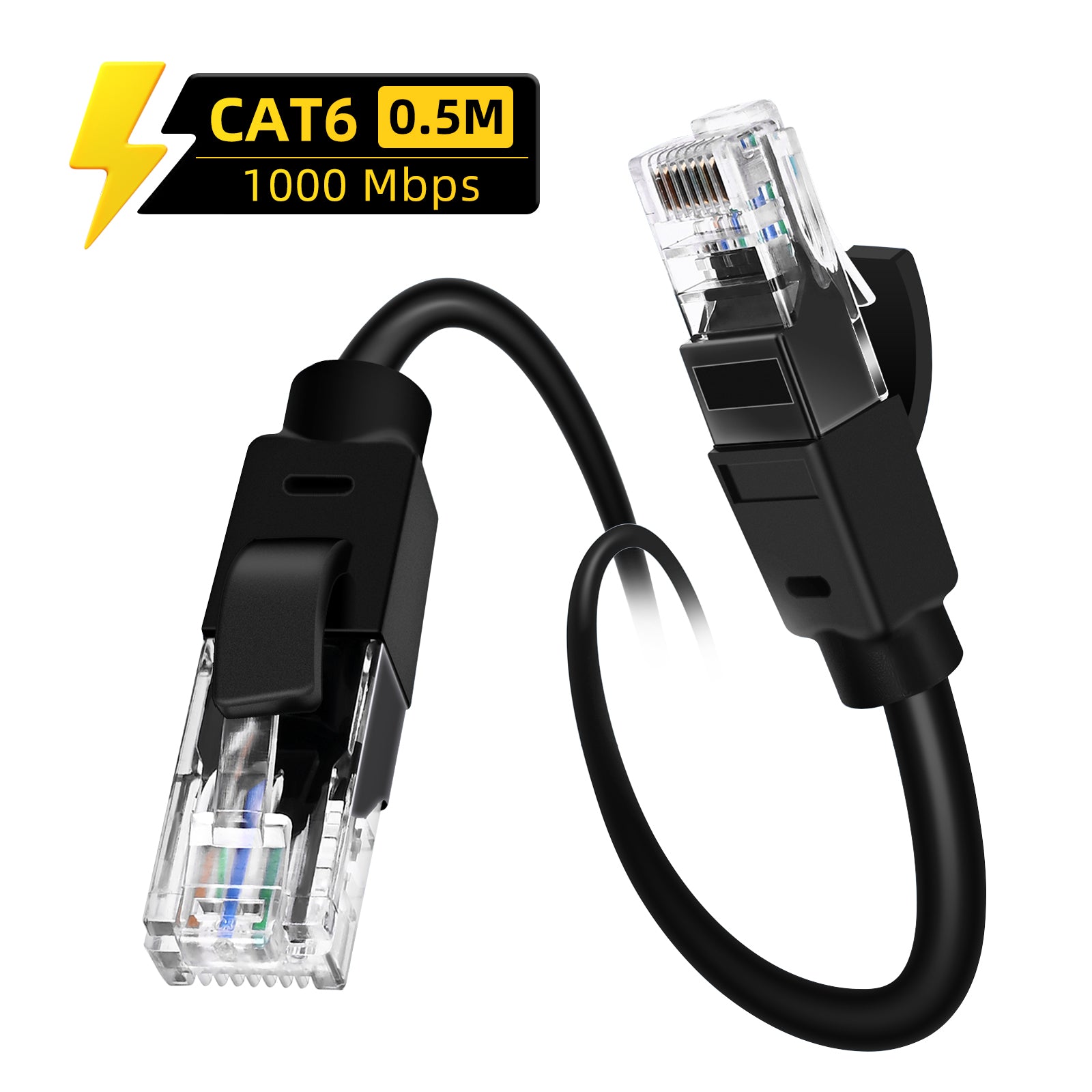 Cat 6 Ethernet Cable 1.64 ft, Indoor&Outdoor, High Speed 1Gbps Internet Network Cable, Cat6 Ethernet Patch Cable Long, Computer LAN Cable with Free Clips & Straps for Router, Modem, PS4/5
