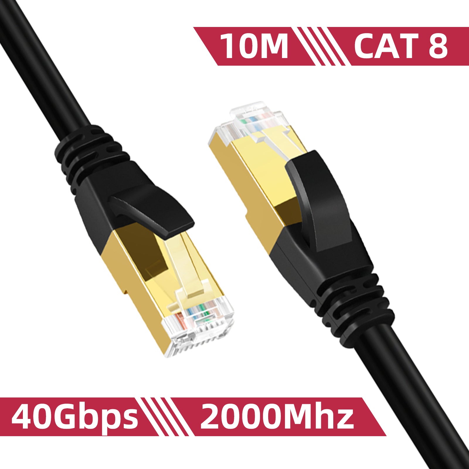 Cat 8 Ethernet Cable High Speed LAN Network Cable, 40Gbps Gold Plated RJ45 for Xbox, PC, Mac, PS4