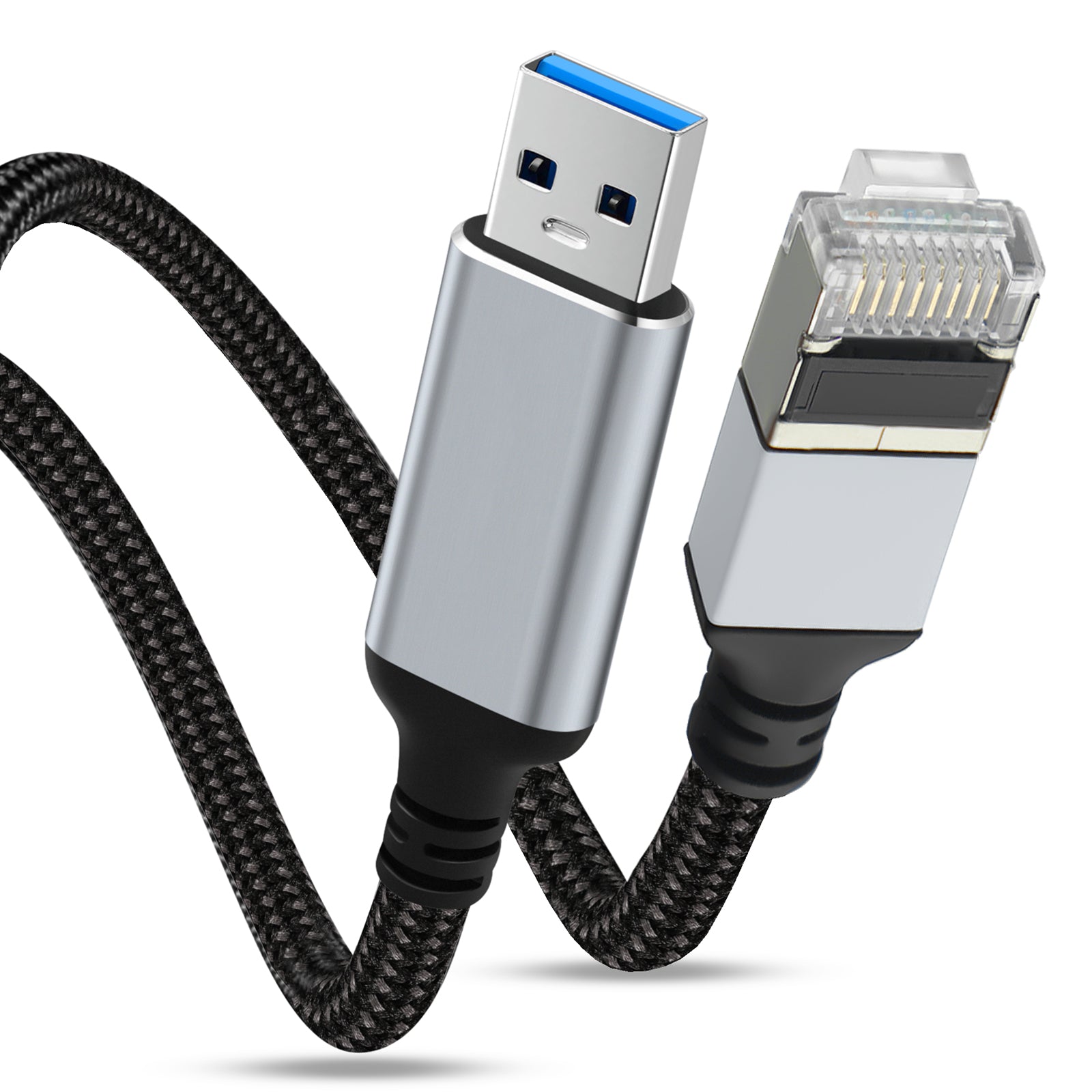 USB to Ethernet Adapter 6.6FT, USB 3.0 A to RJ45 Male Cable Directly Connected Gigabit LAN Network, Compatible with Laptop, PC, MacBook, Switch, Windows, macOS, Linux