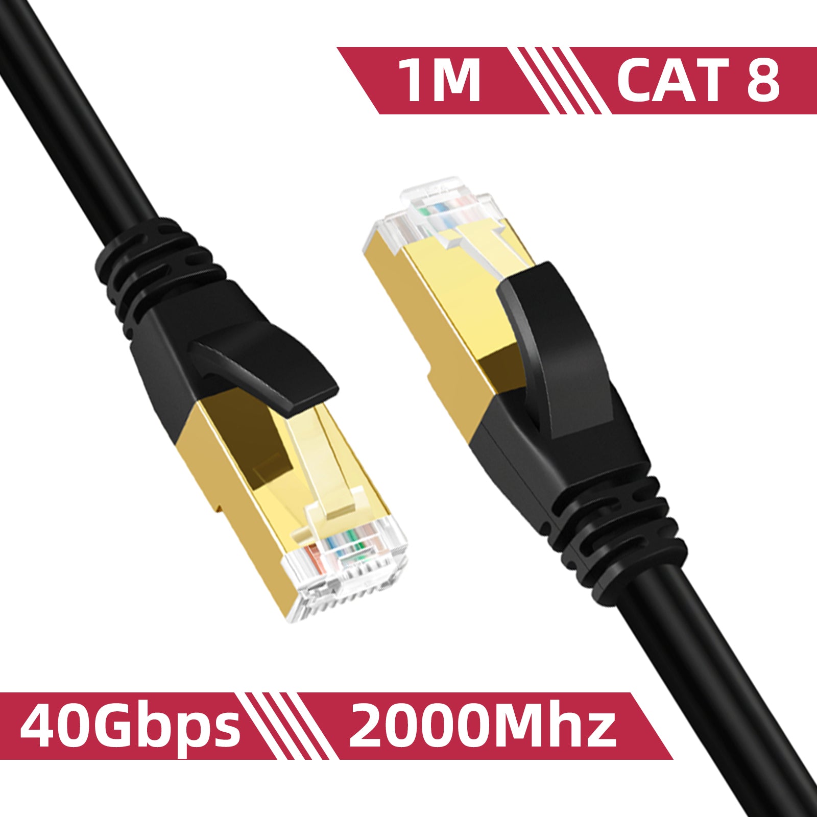 Cat 8 Ethernet Cable High Speed LAN Network Cable, 40Gbps Gold Plated RJ45 for Xbox, PC, Mac, PS4