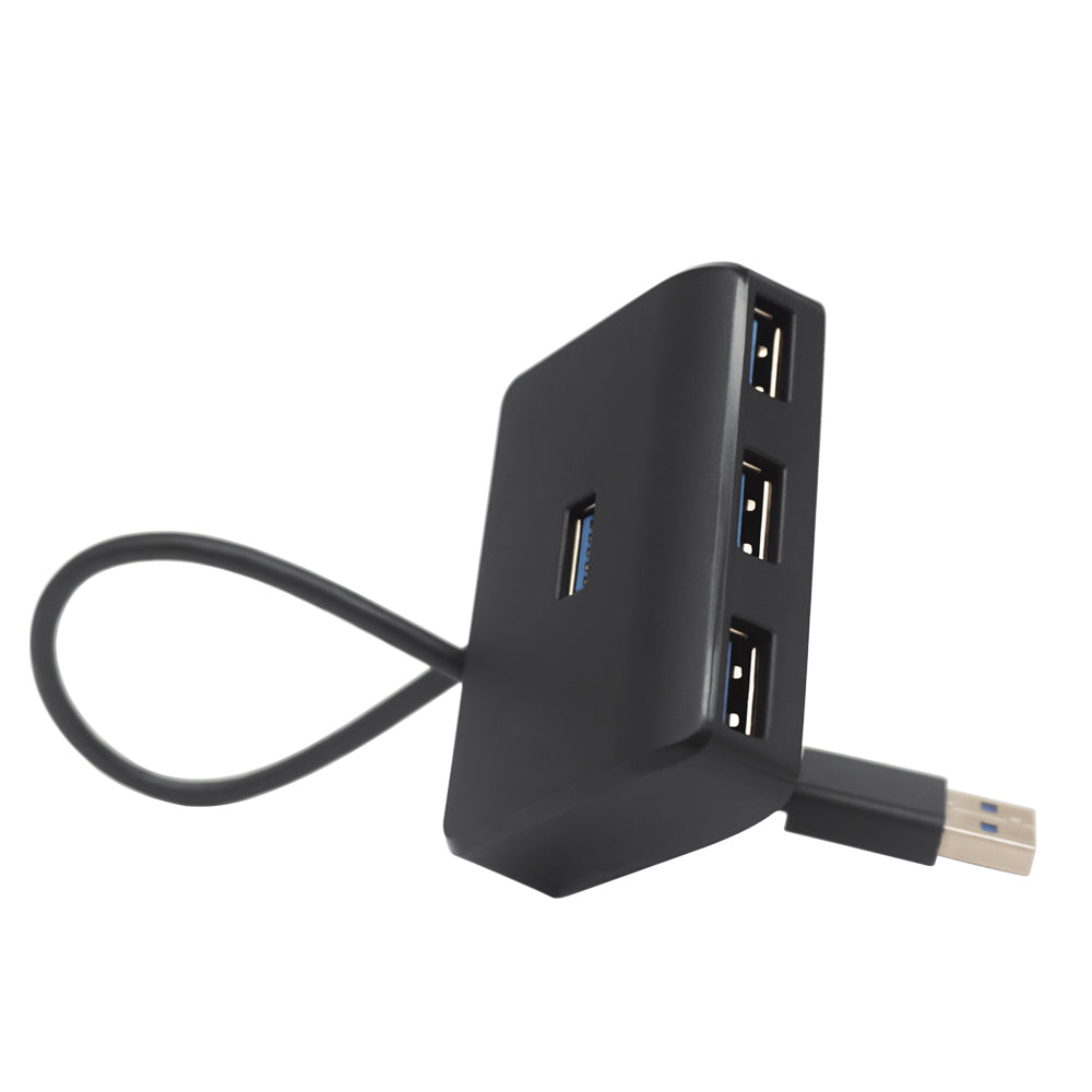 Square USB A 3.0 Hub with Power Adapter - 4-Port Multi-Function Expander for Desktop/Laptop/PC