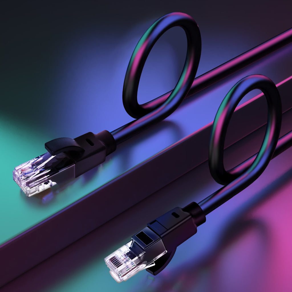 1000Mbps Cat 6 Ethernet Cable 22.97ft(7m) Gold-plated RJ45 Connector Round and Black Lan Cable 250MHz Patch Cord for Computer Router Switch
