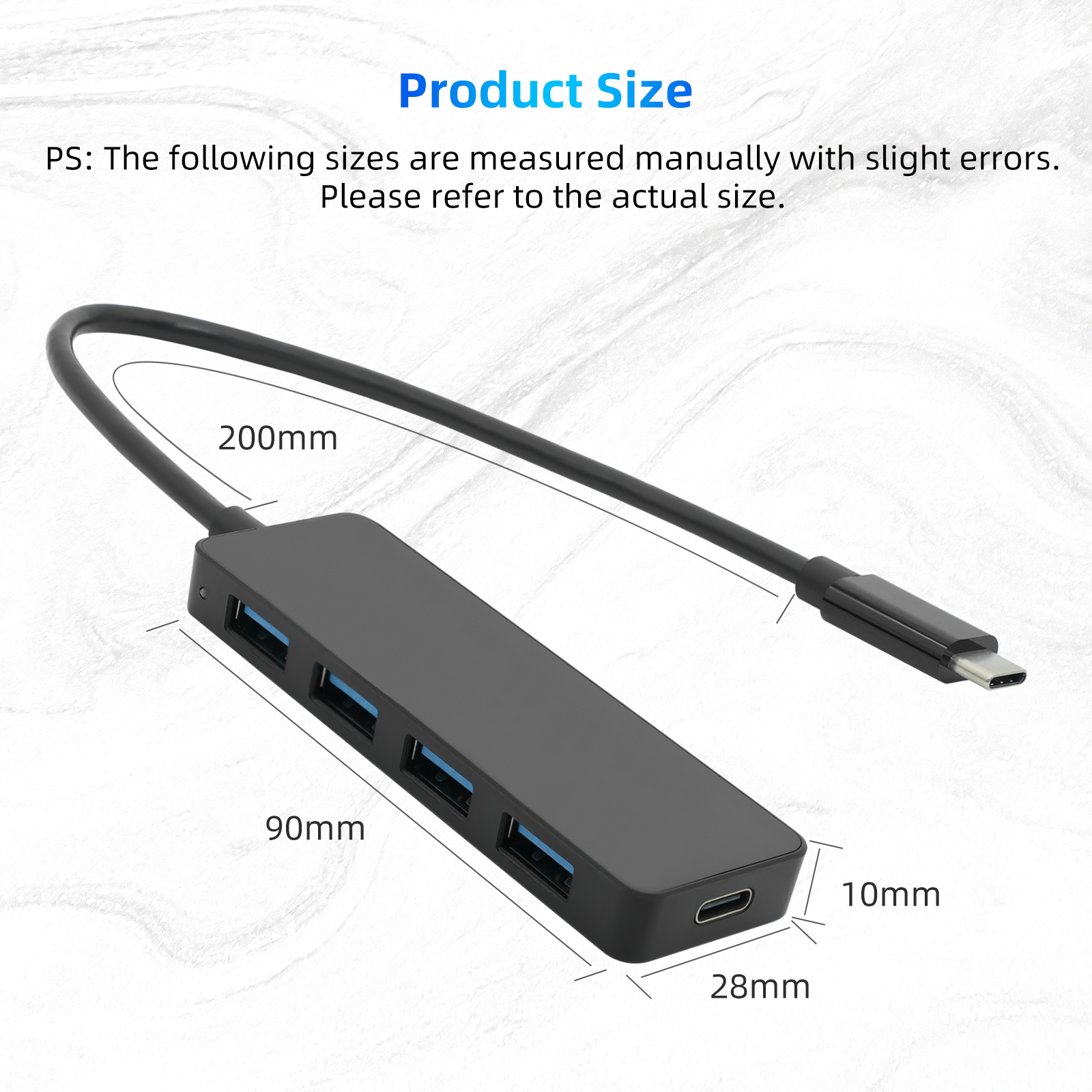 Type C Hub 4 Port Multi Splitter High Speed Otg For Laptop Pc Hub