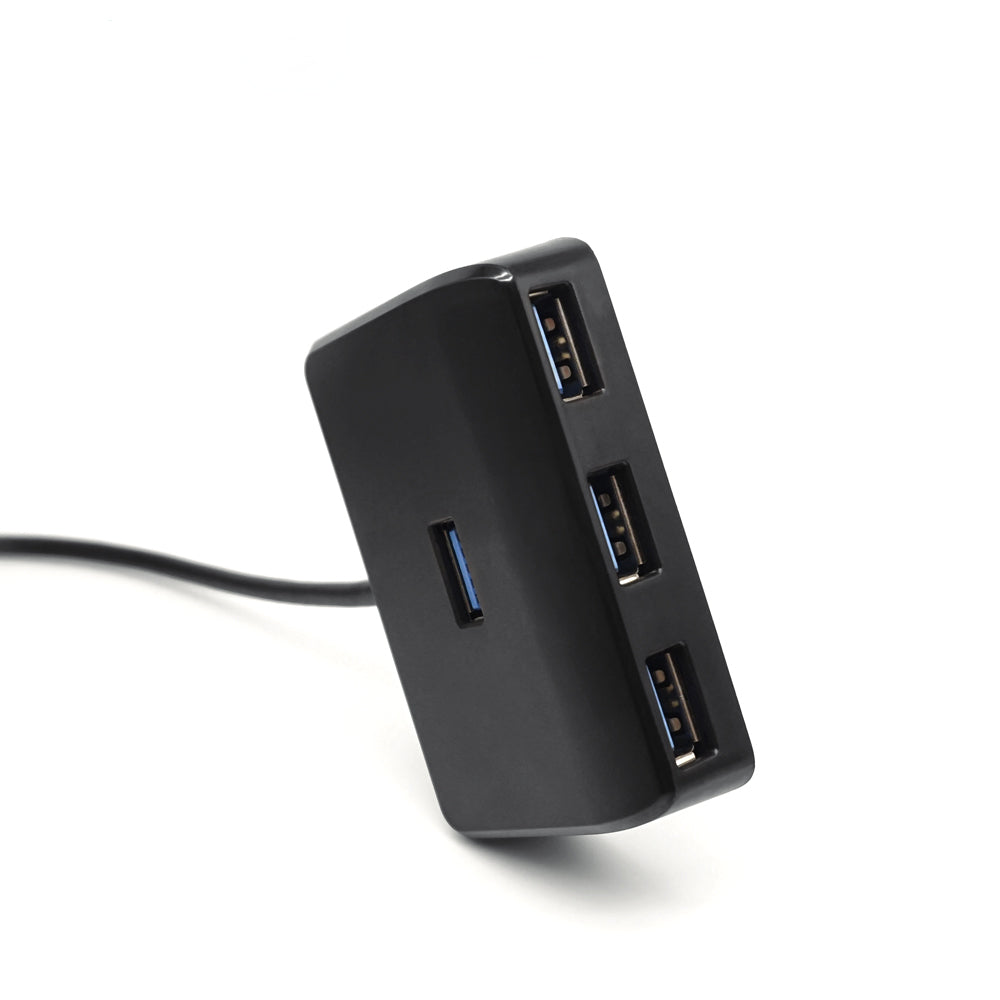 Square USB A 3.0 Hub with Power Adapter - 4-Port Multi-Function Expander for Desktop/Laptop/PC