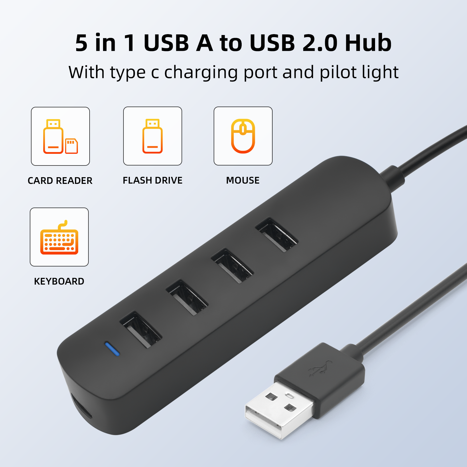 USB 2.0 Hub 4 Port Multi Splitter High Speed Otg For Laptop Pc HUB