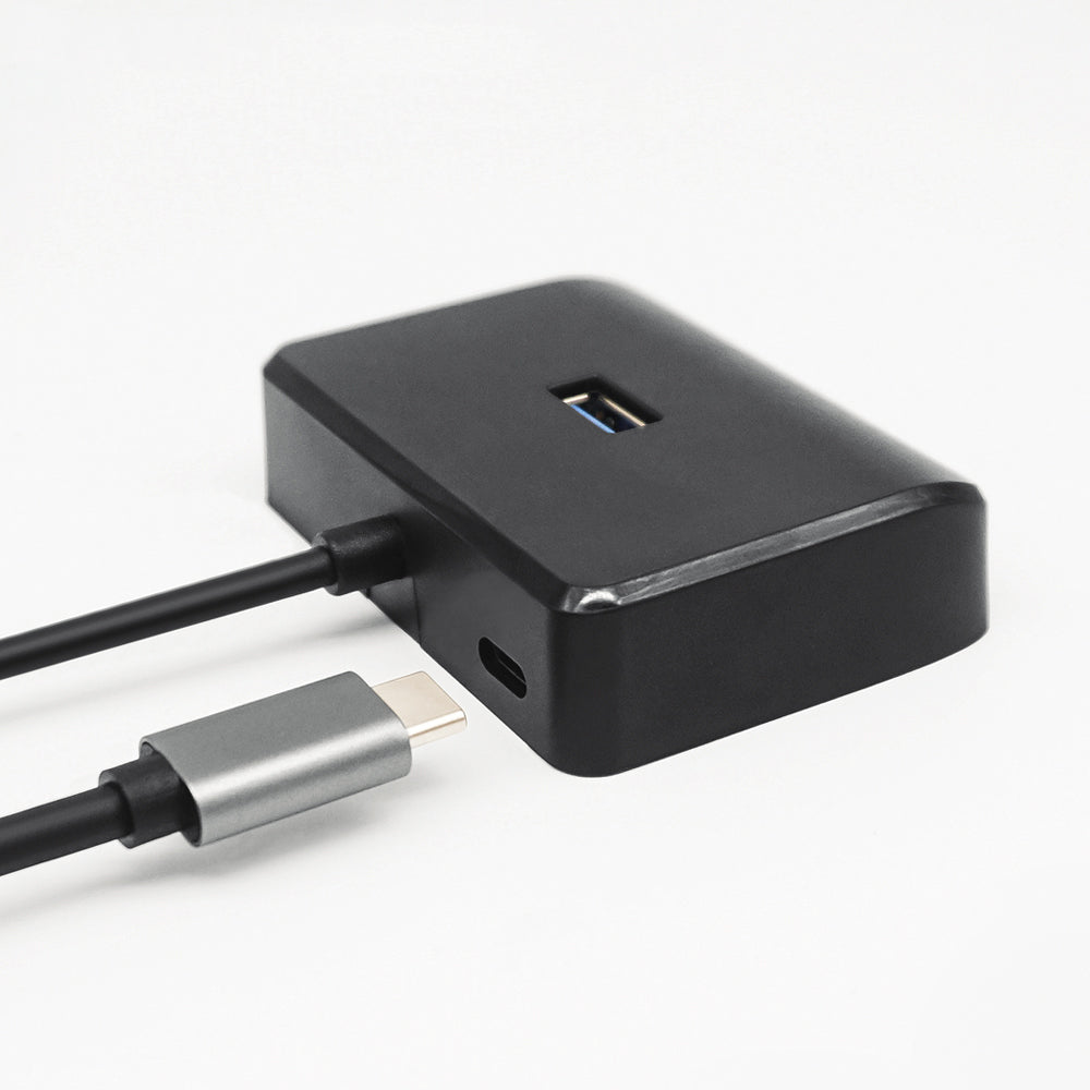 Square USB A 3.0 Hub with Power Adapter - 4-Port Multi-Function Expander for Desktop/Laptop/PC