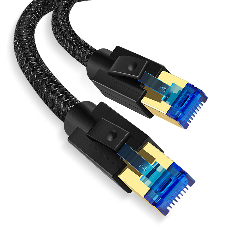 Cat 8 Ethernet Cable, High Speed Braided 40Gbps 2000Mhz Network Cord Cat8 RJ45 Shielded Indoor Heavy Duty LAN Cables Compatible for Gaming PC PS5 Xbox Modem Router