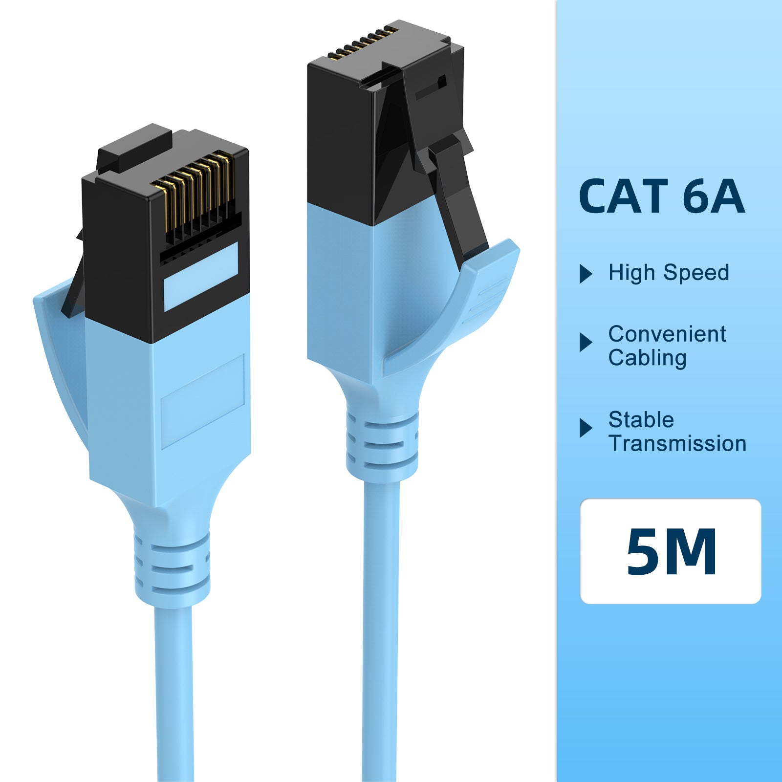 Cat6a Ethernet Cable Slim Outdoor&Indoor, 32AWG Pure Copper Cat6 Internet Cable for Waterproof & Direct Burial, Flexible Ethernet Cable 10G 500MHZ, Cat 6A Network cable for PC /Router/Modem