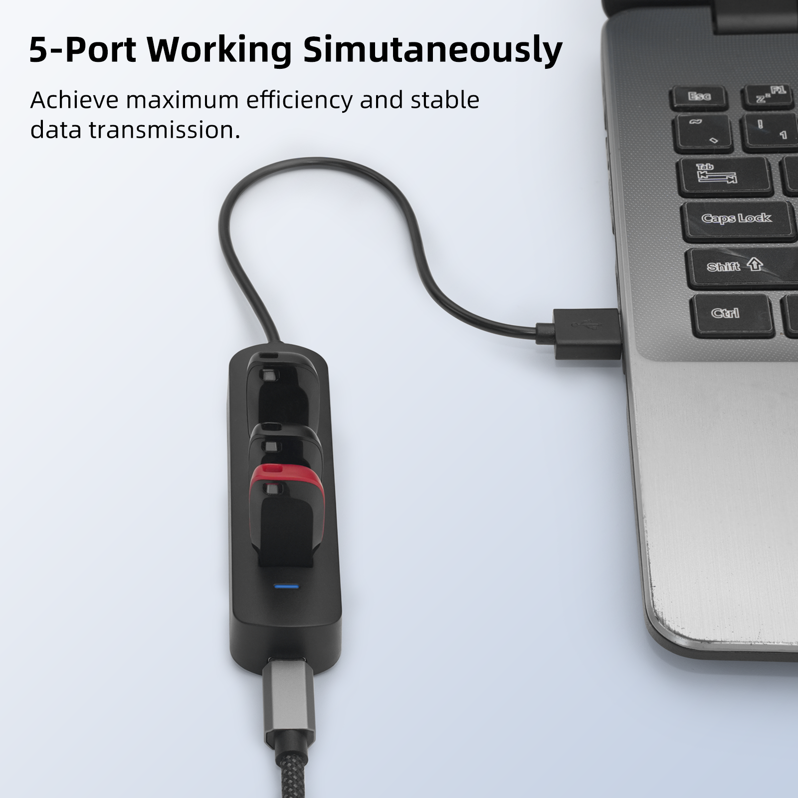 Usb Hub Portable 4-Port Usb 2.0 Multiport Adapter Data Transfer Connector For Laptop Pc