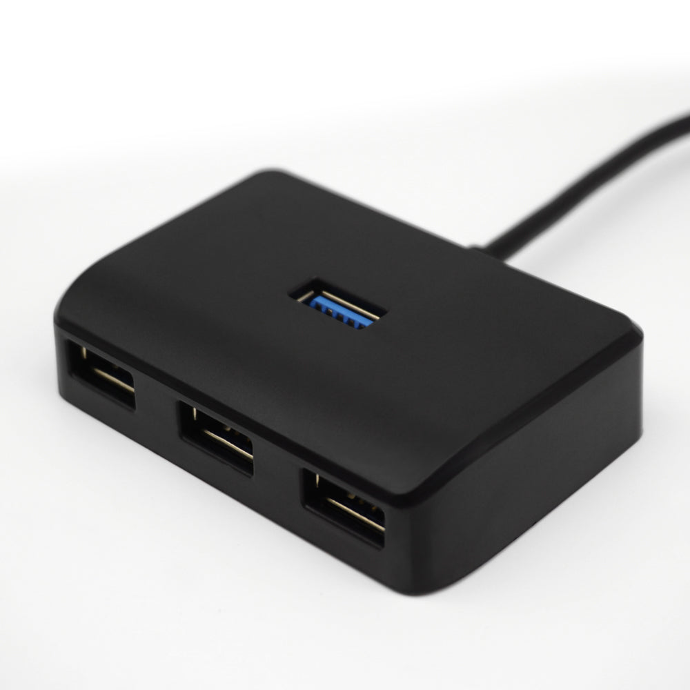 Square USB A 3.0 Hub with Power Adapter - 4-Port Multi-Function Expander for Desktop/Laptop/PC