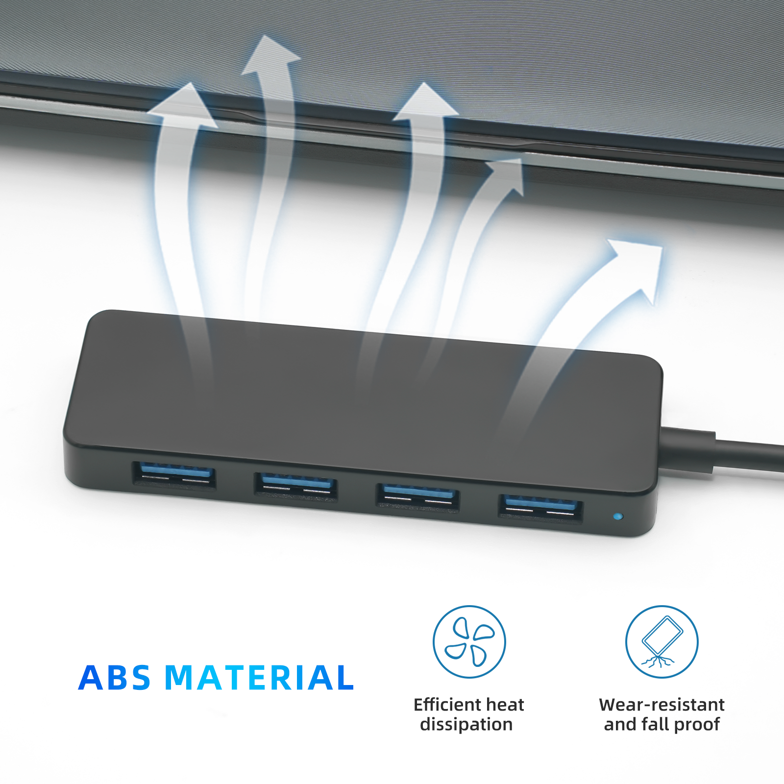 USB 3.0 Hub, 4 Port USB Hub Splitter Ultra-Slim, Portable USB Adapter Mini Multiport Expander for Desktop, Laptop, Xbox, Flash Drive, HDD, Console, Printer, PC, Keyboards, HP, Dell