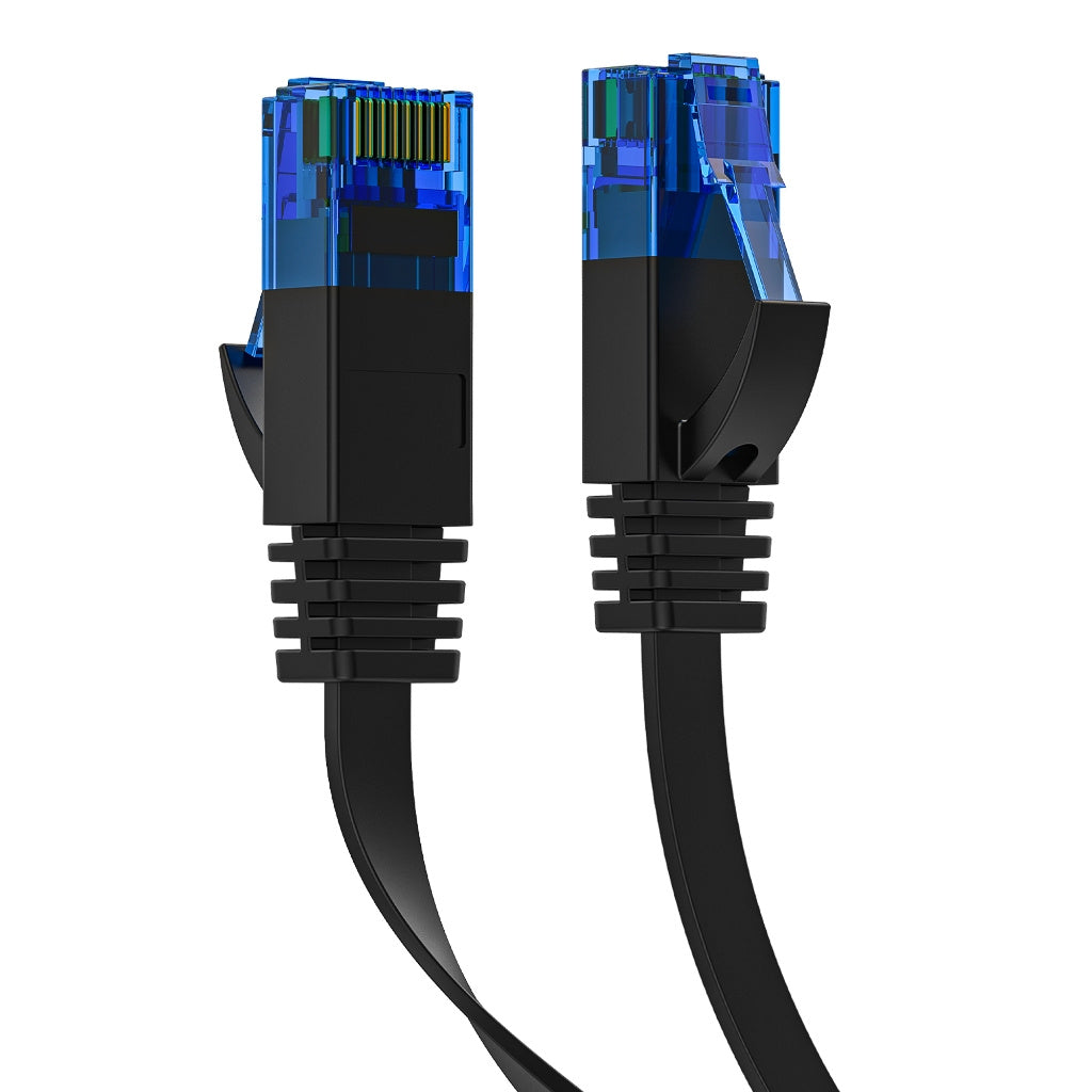 Cat 6 Ethernet Cable High Speed RJ45 Internet Cable for Outdoor & Indoor Support CAT6 Network Solid Slim Flat Black Computer LAN for PC /Router/Modem