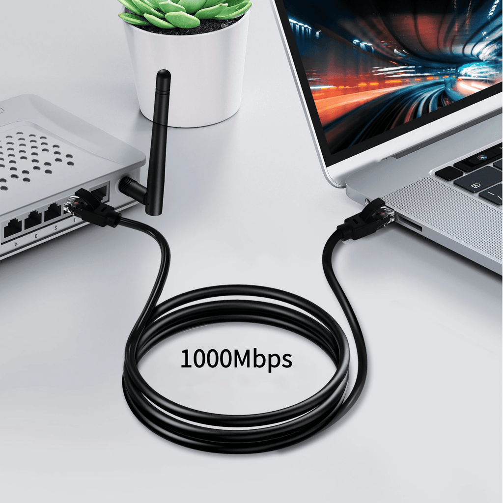 1000Mbps Cat 6 Ethernet Cable 22.97ft(7m) Gold-plated RJ45 Connector Round and Black Lan Cable 250MHz Patch Cord for Computer Router Switch