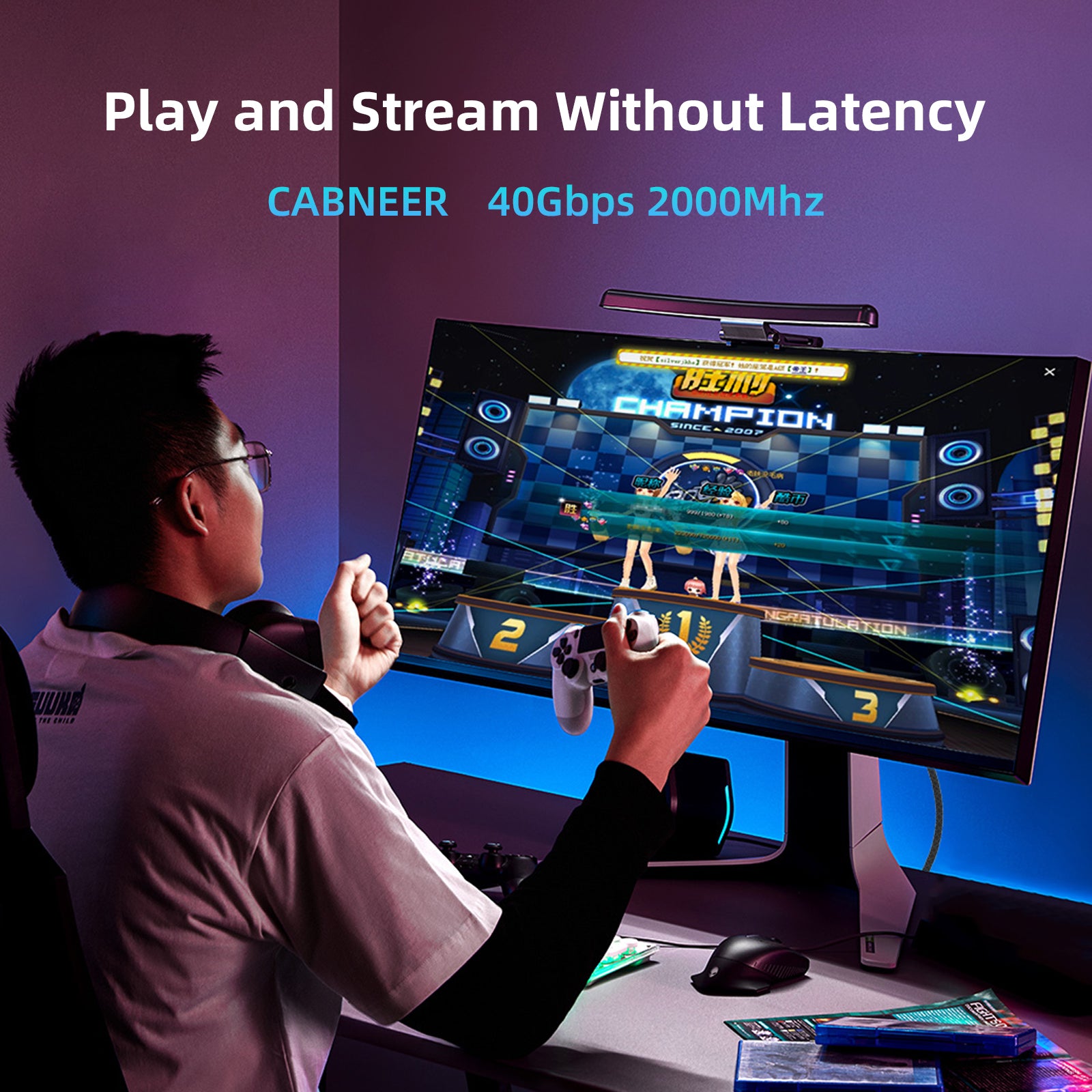 Cat 8 Ethernet Cable 1.64 FT, High Speed Braided 40Gbps 2000Mhz Network Cord Cat8 RJ45 Shielded Indoor Heavy Duty LAN Cables Compatible for Gaming PC PS5 Xbox Modem Router