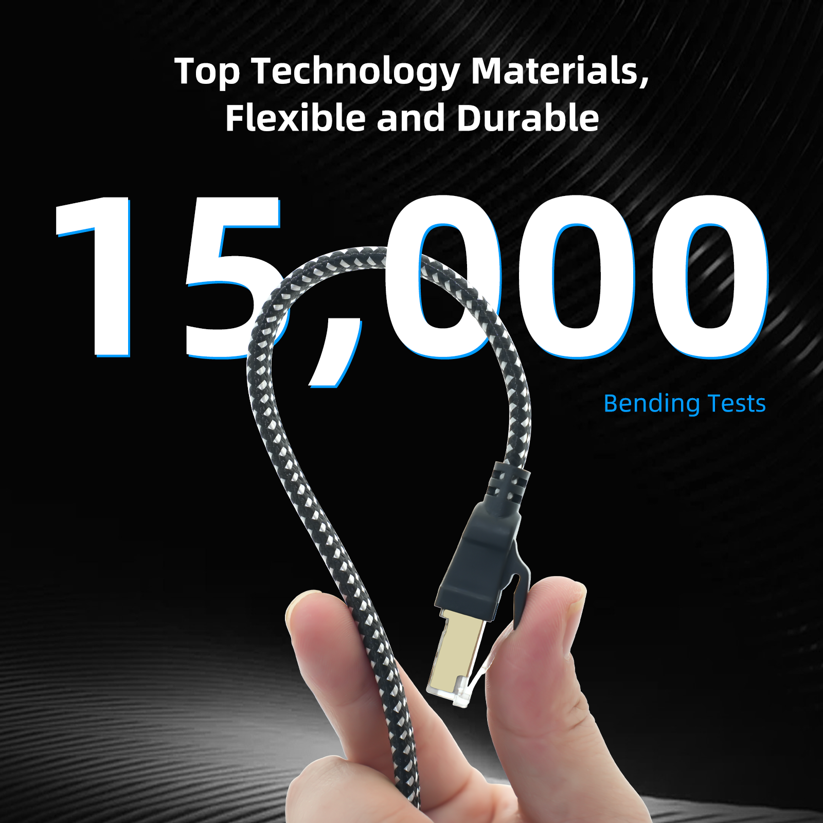 Cat 8 High-Speed Ethernet Cable, Nylon Braided Durable And Stable Network Flat Cable Male to Male RJ45 Lan Cable, Black 32.81 ft