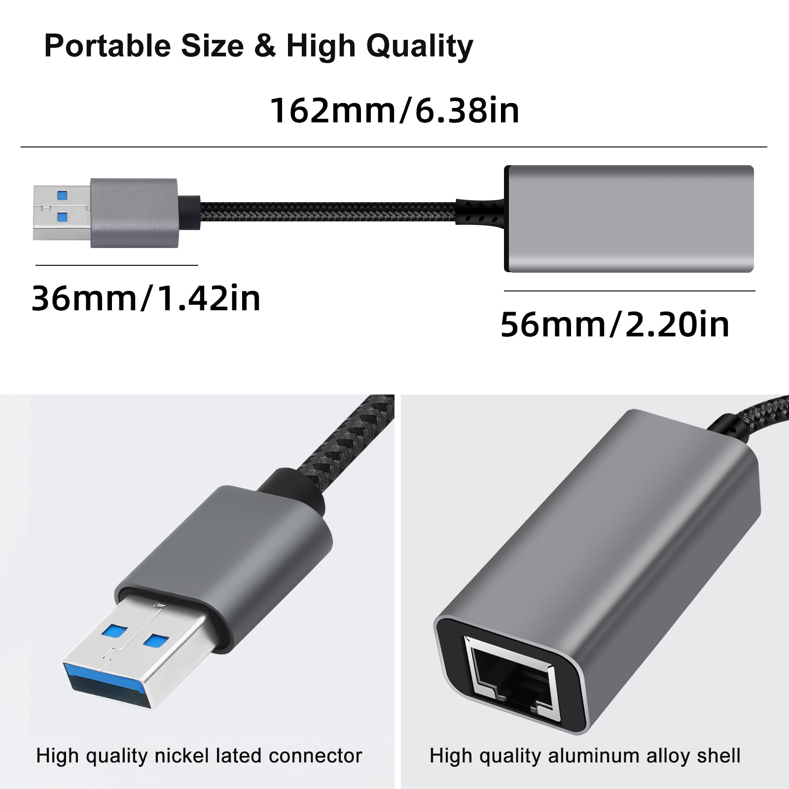 USB to Ethernet Adapter, 1000Mbps Plug and Play Ethernet Adapter with USB 3.0, Driver Free, RJ45 LAN Network Dongle Compatible with Switch, Laptop, PC, MacBook, Windows, macOS