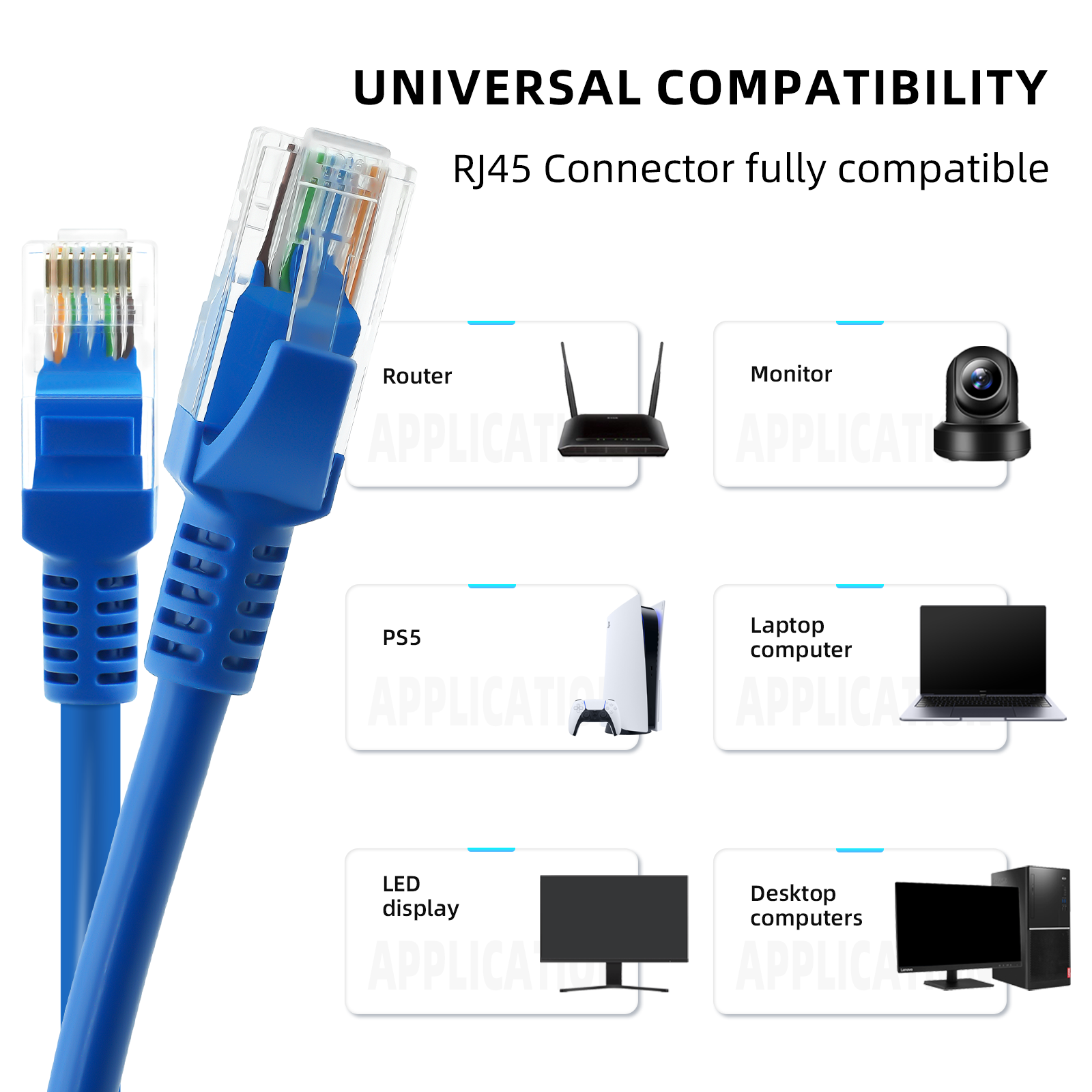 Cat5e Ethernet Cable, Long Cat 5e Internet Cable, Snagless Patch Cord, UV Resistant, Flexible, Network, LAN, PoE, Standard RJ45 Connector for PC, Server, Router, Modem, PS5