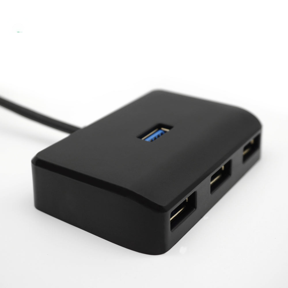 Square USB A 3.0 Hub with Power Adapter - 4-Port Multi-Function Expander for Desktop/Laptop/PC