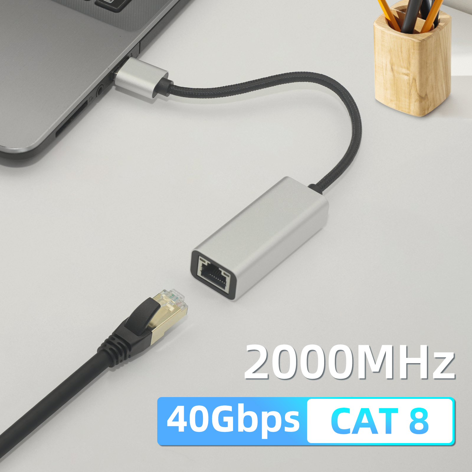 Cat 8 Ethernet Cable 3.28 FT High Speed LAN Network Cable, 40Gbps Gold Plated RJ45 for Xbox, PC, Mac, PS4