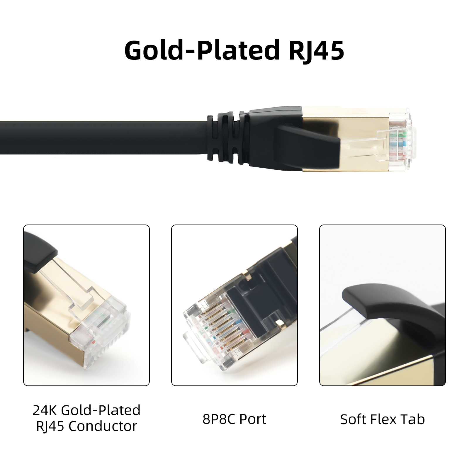 Cat 8 Ethernet Cable 3.28 FT High Speed LAN Network Cable, 40Gbps Gold Plated RJ45 for Xbox, PC, Mac, PS4