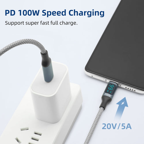 3.28ft/1m USB C to USB C Cable 100W Fast Charging for Samsung Galaxy iPhone 15/16, Gray