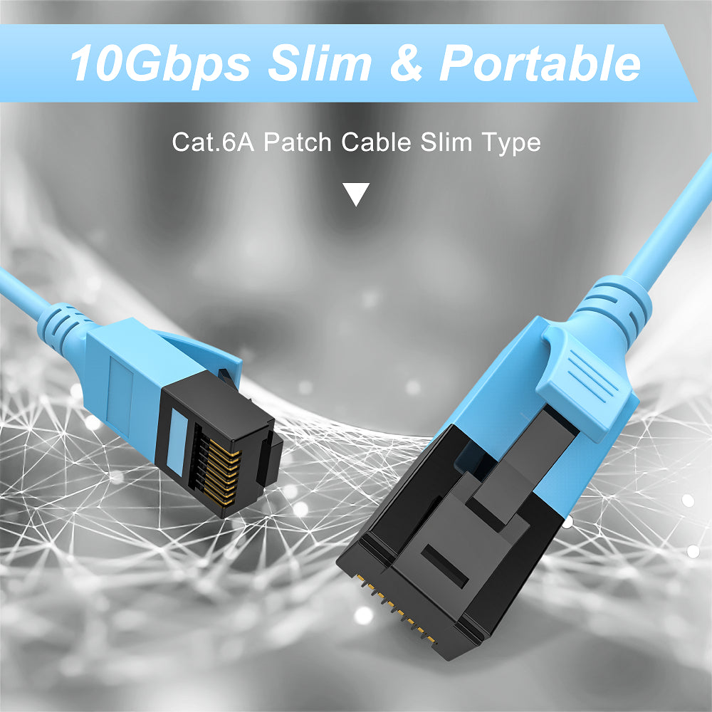 Cat6a Ethernet Cable Slim Outdoor&Indoor, 32AWG Pure Copper Cat6 Internet Cable for Waterproof & Direct Burial, Flexible Ethernet Cable 10G 500MHZ, Cat 6A Network cable for PC /Router/Modem